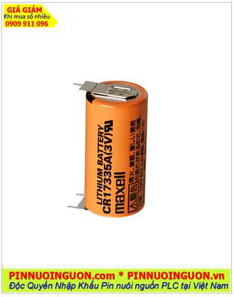 Maxell CR17335A (chân thép 3 chấu hàn); Pin nuôi nguồn Maxell CR17335A lithium 6v 1650mAh /Xuất xứ Nhật